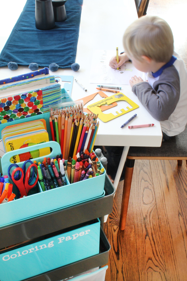 Organizing Kids' Art Supplies with a Rolling Art Cart - Blue i Style